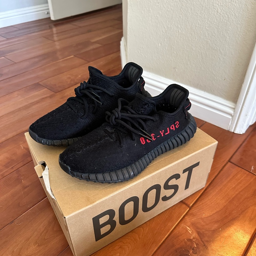 Yeezy Boost 350 V2 Black with Red Stripe